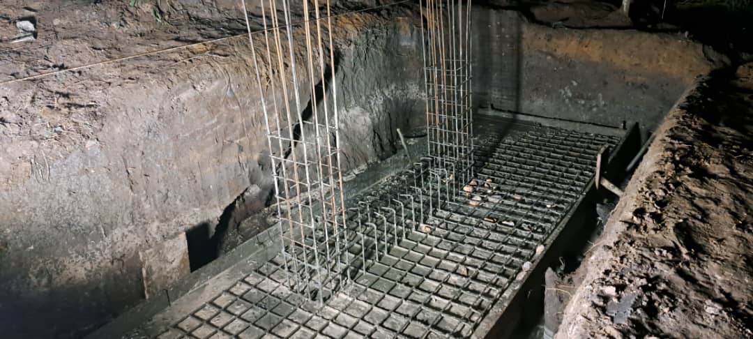 Ferraillage de la fondation du pont Lubang